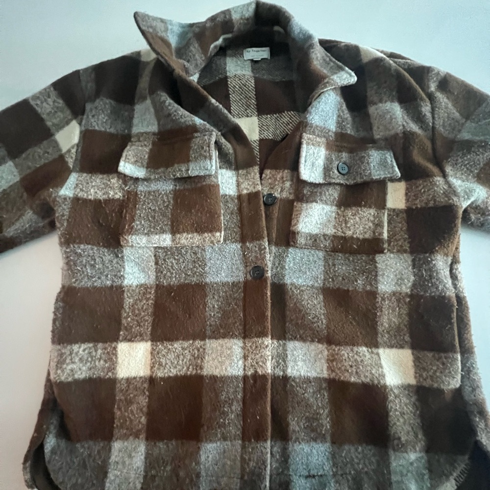 Brown and White Plaid Jacket